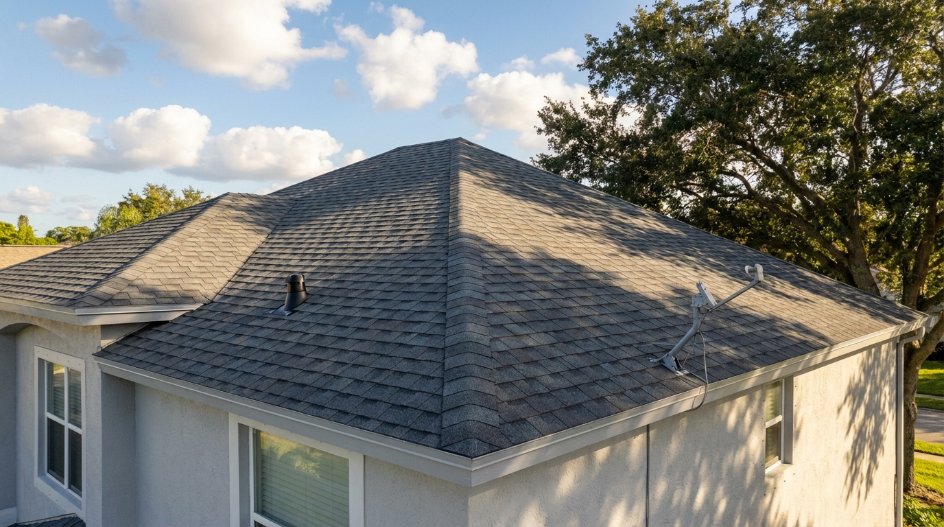Shingle roof after repair