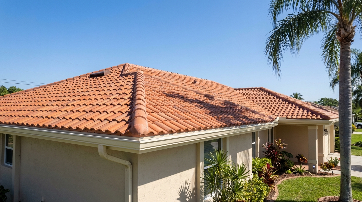 Tile roof after repair